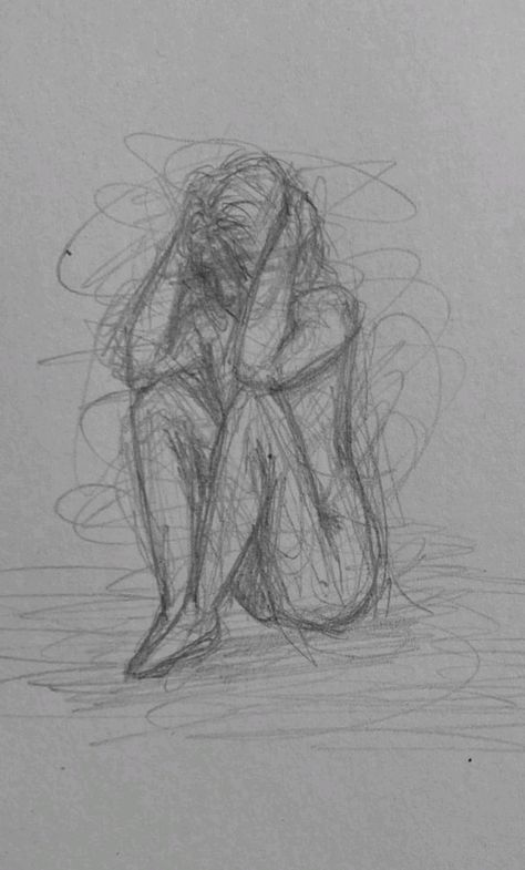 Emotion Sketch Ideas, Body Insecure Draws, Drawings With A Deep Meaning, Soul Leaving Body Drawing, How To Draw Your Feelings, Sonder Drawing, Burn Out Art, Overthinking Sketch Ideas, Human Emotions Artwork