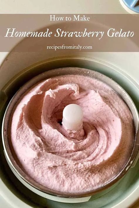 Strawberry Gelato Recipe, Homemade Ice Cream Recipes Machine, Strawberry Gelato, Kitchen Aid Ice Cream, Homemade Strawberry Ice Cream, Ice Cream Recipes Machine, Cuisinart Ice Cream, Gelato Recipe, Easy Ice Cream Recipe