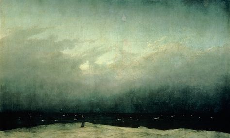 Monk By The Sea, Caspar David Friedrich Paintings, David Friedrich, Sea Pictures, Black Ocean, Caspar David Friedrich, Sea Painting, Sea Art, The Monks