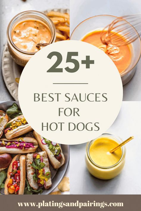 Hot Dogs On Grill, Hot Dog Toppings Sauces, Hotdogs Sauce Recipe, Hot Dogs Sauce, Hot Dog Dipping Sauce, Sauces For Hot Dogs, Hot Dog Dip, Salmon Hot Dogs, Hot Dog Condiments