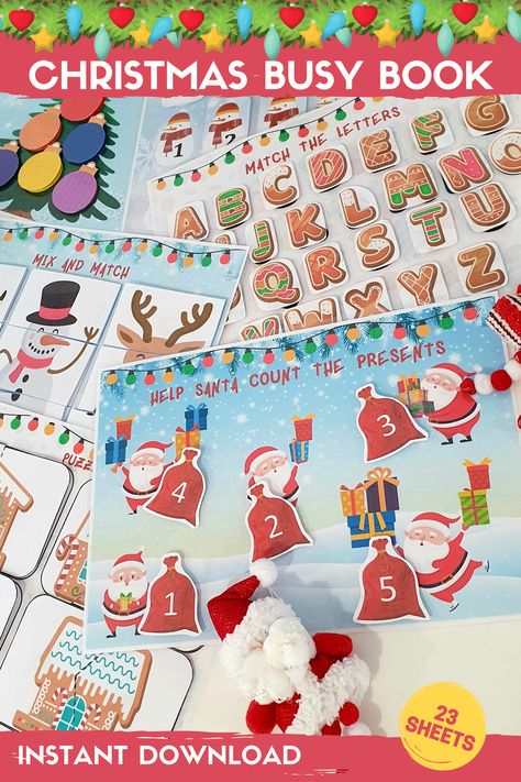 Christmas Learning Binder for toddlers Christmas Busy Book for Toddler, Christmas Busy Binder, Busy Book Printable, Learning Binder, Preschool Busy Book, Christmas printable Christmas Busy Book, Kindergarten Christmas Activities, Christmas Month, Preschool Busy Book, Printable Busy Book, Diy Busy Books, Busy Book Printable, Christmas Learning, Kindergarten Christmas