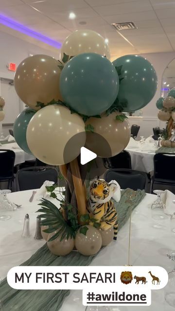 Decor by Selena on Instagram: "#safari #safaritheme #wildone #awildone #balloongarland #balloondecor #balloonarch #balloonartist #balloonstylist #eventplanning #balloonideas #birthdaydecoration #firstbirthdaydecor #safarithemebabyshower #safarithemeparty #blessed #selena #statenisland #newyork #brooklyn #newjersey #fyp #fypシ #eventdecor #decoration" Safari Baby Shower Boy Decorations, Baby Shower Boy Decorations, Safari Theme Baby Shower Ideas, Jungle Theme Baby Shower Ideas, Safari Baby Shower Ideas, Safari Centerpieces, Safari Theme Baby Shower, Safari Baby Shower Boy, Baby Shower Safari Theme