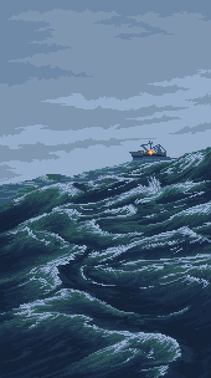 [OC]Rough Seas : PixelArt A Phone Wallpaper, The Ocean, Pixel Art, Phone Wallpaper, Feel Free, Water, Art