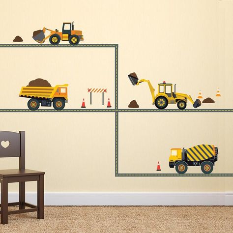 Truck Room, Construction Bedroom, Straight Road, Big Boy Bedrooms, Construction Vehicle, Toddler Boys Room, Fabric Wall Decals, Toddler Bedrooms, Overland Park