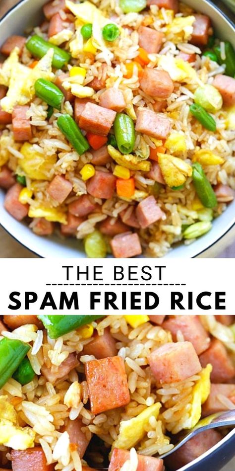 Rice With Spam And Egg, Fried Rice Recipe Spam, Quick Spam Recipes, Rice Spam And Eggs, Canned Spam Recipes, Spam And Egg Fried Rice, Dishes With Spam, Fried Rice With Spam And Egg, Recipes Using Spam Meat