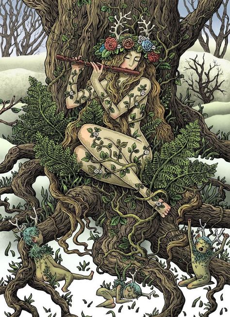 Bubug artist, “Spring Goddess Waking Nature Up”. Goddess Nature, Antheia Goddess, Spring Goddess Art, Nature Goddess Art, Spring Witch, Garden Goddess Art, Spring Goddess, Plant Goddess Art, Mother Nature Goddess Art