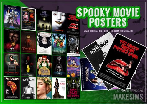 Sims 4 Cc Spooky Furniture, Goth Home Decor Sims 4 Cc, Sims 4 Cc Scream Movie, Sims 4 Movie Posters, Sims 4 Movie Posters Cc, Band Posters Sims 4 Cc, Sims 4 Horror Movie Cc, Sims4 Cc Clutter Decor, Ts4 Posters Cc