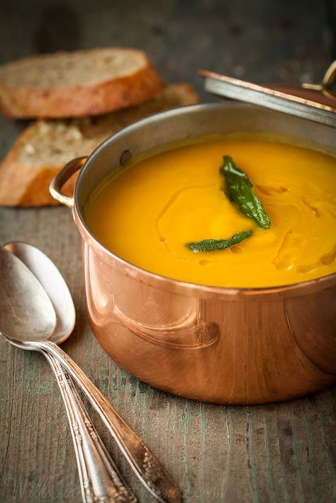 Roasted Butternut Squash Soup with Sage | Will Cook For Friends Soup With Sage, Sage Soup, Basketball Hairstyles, Roasted Butternut Squash Soup, Vegan Soups, Owl Tattoo, Idee Pasto Sano, Butternut Squash Soup, Squash Soup