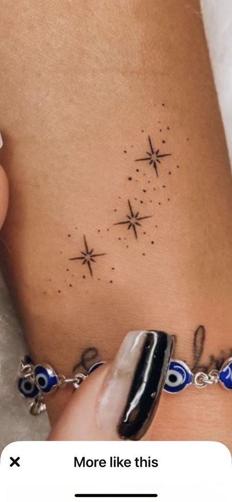 Moon And 3 Stars Tattoo, Wish Upon A Star Tattoo, Small Tattoos Representing Children, Tattoo To Represent Children, Tattoo Representing Children, Tattoos To Represent Your Children, Sun And Stars Tattoo, Tattoos Representing Children, Star Tattoo On Wrist