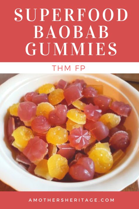 Superfood Baobab Gummies | THM FP - A Mothers Heritage Bagel Sandwich Ideas, Trim Healthy Mama Recipe, Healthy Snack For Kids, Thm Fp, Trim Healthy Mama Dessert, Trim Healthy Recipes, Trim Healthy Mama Plan, Trim Healthy Momma, Healthy Sweet Snacks