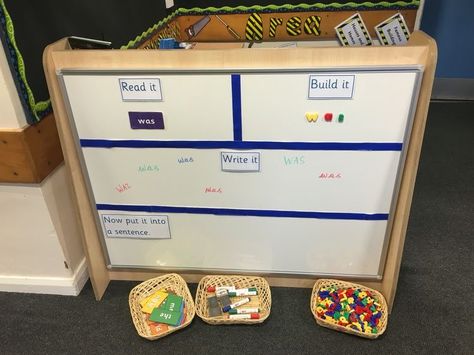 Interactive Displays Eyfs, Sounds Write Phonics Display, Literacy Classroom Setup, Read Write Inc Phonics Display, Reception Writing Activities, Read Write Inc Display, Reading Display Eyfs, Rwi Phonics Display, Eyfs Writing Activities