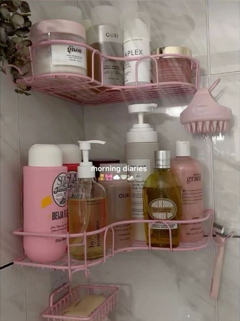 Girly Bathroom, Girl Apartment, Girly Apartments, Shower Organization, Aesthetic Bathroom, Dream Apartment Decor, Future Apartment Decor, Shower Skin Care, Girls Bathroom