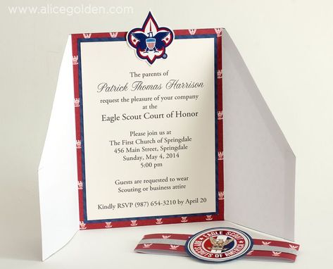 Alice-Golden-Mambi-Boy-Scout-Court-of-Honor-2 Eagle Scout Court Of Honor, Boy Scouts Eagle, Eagle Scout Ceremony, Court Of Honor, Eagle Scouts, Cars Birthday Invitations, Invitation Examples, Business Invitation, Scouts Crafts