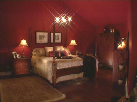 Red Apartment, Bedroom Dark, Stylish Bedroom Design, Red Bedroom, Simple Bedroom Design, Sanctuary Bedroom, Bedroom Red, Romantic Bedroom, Red Rooms