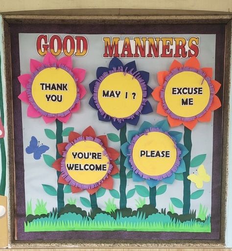 Good Manners Chart For Preschool, Class Board Decoration Ideas Creative, Good Manners Chart For Classroom, Magic Words Chart For Preschool, Magical Words Chart For Kids Classroom, Good Manners Chart, Creative Charts For Classroom Ideas, Charts For Classroom Decoration, Manners Chart