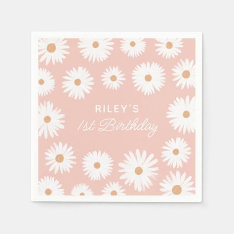 Add a finishing touch to your little one's birthday party with these napkins, featuring a pattern of daisies on a pink background. Daisy Birthday Party, Daisy Baby Shower, Daisy Birthday, Baby Shower Napkins, Pink Daisy, Baby Shower Cards, Party Napkins, Pink Boho, Girl Baby Shower