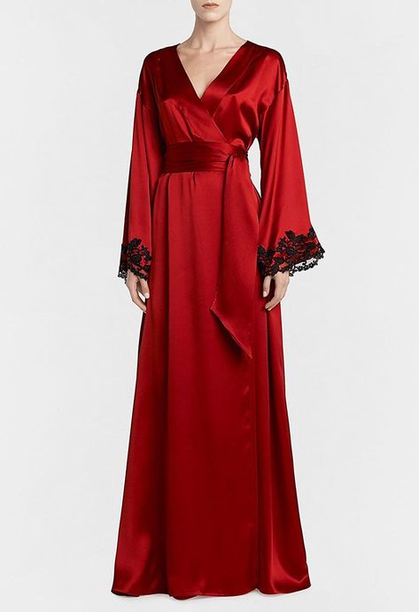 The most luxurious piece in the La Perla Maison collection features embroidered motifs on a tulle background in the same color as the silk, hand finished with a double-frastaglio technique.

Silk satin long robe embellished with embroidery on tulle backing in the same color silk. Finished with hand-embroidered double frastaglio embroidery. A modern yet elegant creation that represents the newest and most exquisite style in the La Perla Maison collection.

Classy Sexy Lux Long Silk Robe, Fancy Robes, Silk Robe Long, Luxury Robes, Silk Robe, Night Wear, Pretty Lingerie, Silk Satin, Night Dress