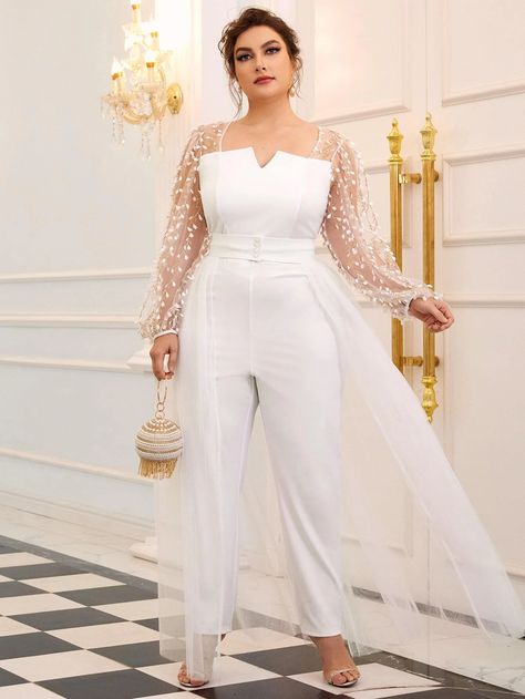 Wedding Pantsuit The Bride, Plus Size Jumpsuit Wedding, Plus Size White Jumpsuit, Marriage Outfit, Jumpsuit Wedding Dress, White Jumpsuit Wedding, Wedding Dress Jumpsuit, Bride Jumpsuit, Civil Marriage