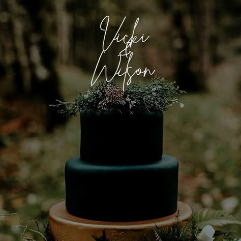 Groom Cake Toppers, Eloped Wedding, Baby Shower Topper, Mr And Mrs Wedding Cake, Witchy Wedding, Dark Romantic Wedding, We Eloped, Dark Green Wedding, Dark Wedding Theme