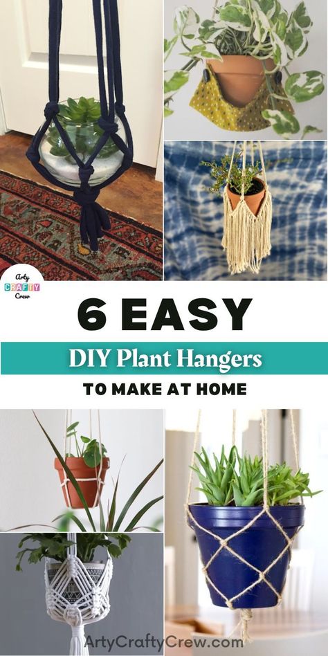 Find the easy and quick DIY plant hangers you can make at home. DIY Tutorials curated by Arty Crafty Crew. Diy Twine Plant Hanger, Diy Plant Holders Indoor, Easy Plant Hanger Diy, Diy Plant Hangers, Diy Plant Hanger Easy, Boho Projects, Diy Macrame Plant Hanger Pattern, Plant Hanger Diy, Crochet Hacks