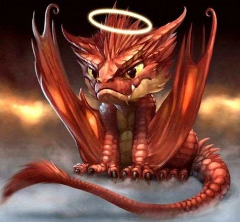 Broderie Diamant | Broderie Diamant - Bébé Dragon Rouge | autres Broderie Autres dragons | FiguredArt Red Dragon, Diamond Painting, Halo, Angel, Water, Red, Art