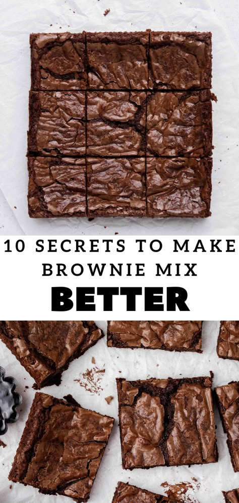 10 Secrets on How to make boxed brownies better? and better doctored up boxed brownie recipe Boxed Brownies Better, Best Brownie Mix, Brownie Hacks, Boxed Brownie Recipes, Boxed Brownies, Brownie Mix Recipes, Lifestyle Of A Foodie, Fudgy Brownie Recipe, Dutch Cocoa