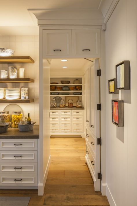 Disappearing Pantry - Fine Homebuilding Pantry With Freezer Chest, House Renovation Projects, Hidden Pantry, Pantry Room, Desain Pantry, Kabinet Dapur, Home Building Tips, Kitchen Pantry Design, Kitchen Inspiration Design