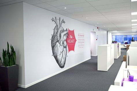 Wall graphics for Arseus Medical by Monsson Wall Graphics Office, Office Wall Graphics, Wayfinding Design, Hospital Interior, Graphic Design Collection, Environmental Graphic Design, Medical Design, Clinic Design, Work Spaces