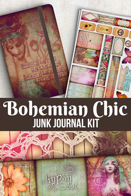 Calico Collage Printables: New Junk Journal Kit - Boho Chic Free Junk Journal Kit Printables, Boho Junk Journal Ideas, Junk Journal Freebies, Free Printable Junk Journal Kits, Boho Journal Ideas, Free Junk Journal Printables, Paper Diys, Boho Junk Journal, Collage Printables