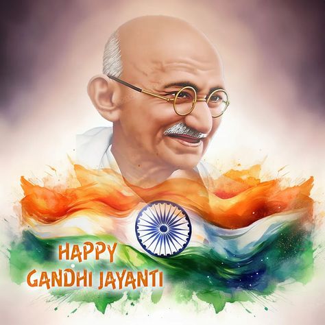 This happy Gandhi Jayanti 2024 image features Gandhi Jayanti wishes and Mahatma Gandhi in the Indian flag Background. Perfect for sharing Gandhi Jayanti's wishes on social media. Indian Flag Background, Gandhi Jayanti Images, Gandhi Jayanti Wishes, Mahatma Gandhi Jayanti, Happy Gandhi Jayanti, Gandhi Jayanti, Indian Flag, Self Reliance, Wish Quotes