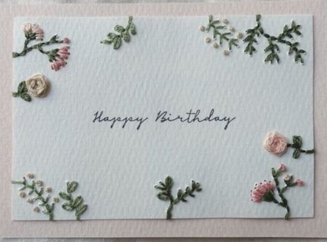 Birthday Card Embroidery, Merry Crisis, Lovely Letter, Embroidery Cards Pattern, Embroidered Cards, Embroidery Cards, Fabric Cards, Bday Cards, Birthday Crafts