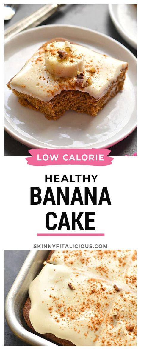 Healthy Snack Cake Recipes, Low Fodmap Banana Recipes, Low Carb Banana Cake, Oat Banana Cake, Healthy Low Calorie Cake, Low Calorie Banana Cookies, Low Calorie Banana Desserts, Low Calorie Birthday Desserts, Healthy Cakes Low Calorie