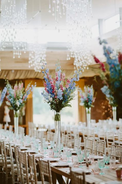 Larkspur Wedding Bouquet, Delphinium Wedding, David Jenkins, Delphinium Bouquet, Wedding Table Vases, Larkspur Delphinium, Elmore Court, Wildflower Wedding Theme, Press Flowers