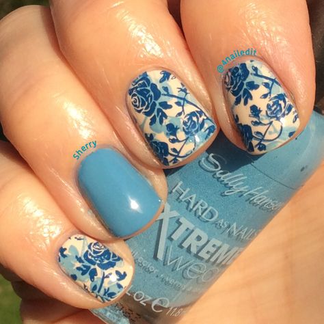 @4nailedit Nails floral stamping manicure polish Moyou London Nail Art Stamp, Nail Stamping Ideas, Nail Stamping Designs, Stamped Nails, Nagel Stamping, Nails Floral, Nail Stamp, Floral Nail Designs, London Nails