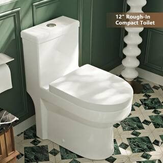 DEERVALLEY Liberty 12 in. Rough In 1-Piece 1.1/1.6 GPF Dual Flush Elongated High Efficiency Toile... Toilets For Small Bathrooms, Laundry Bathroom Combo, Toilet Flush, Toilet Installation, Elongated Toilet, Laundry Bathroom, Master Bath Ideas, Small Bathroom Makeover, Water Efficiency