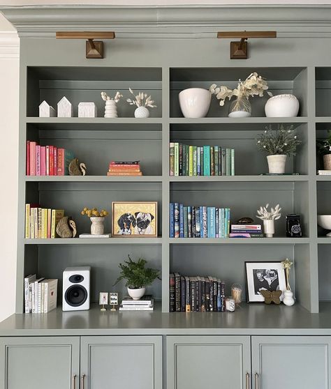 Bookshelf Styling Aesthetic, Bar Bookshelf, Bookshelf Styling Living Room, 1930s House Interior, Bookshelf Inspo, Dining Room Library, Elsie Larson, Built In Shelves Living Room, Shelf Decor Living Room