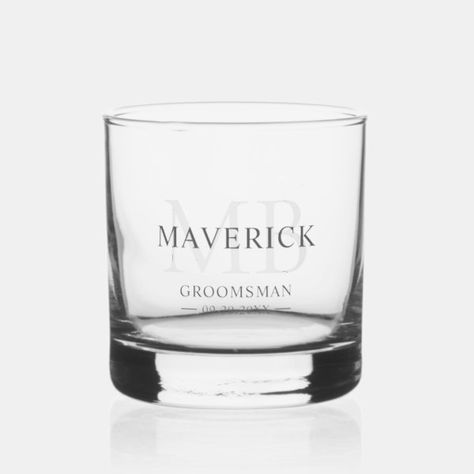 Groomsmen Gift Modern Trendy Monogram Initials Whiskey Glass Drinkware Sets, Whiskey Glass, Groomsmen Gifts, Groomsmen Gift, Monogram Initials, Groomsman Gifts, Whiskey, Initials, Created By