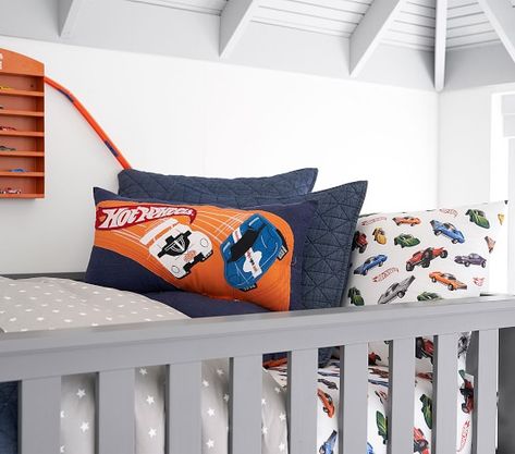 Hot Wheels® Kids' Sheet Set | Pottery Barn Kids Hotwheels Bedroom Ideas For Boys, Hotwheels Bedroom Ideas, Hot Wheels Bedroom Ideas, Sonic Room, Hot Wheels Bedroom, Monster Truck Bedroom, Boys Beds, Hot Wheels Room, 2025 Ideas