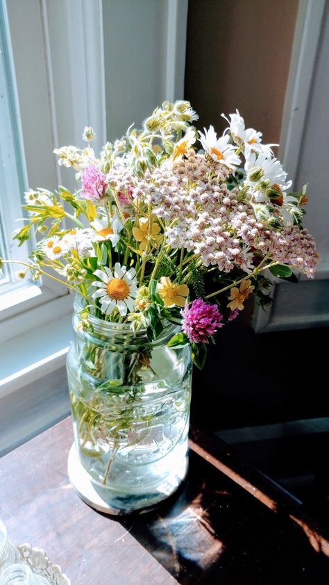 Flowers In Vases Aesthetic, Wild Flowers Table Decorations, Wildflower Vase, Potted Wildflowers, Wild Flower Vase, Wildflower Aesthetic, Wild Flowers In Vase, Wildflowers In Vase, Wildflowers Aesthetic Bouquet