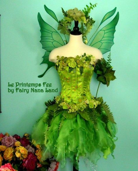 Fairy Costume -SPRING WOODLAND CORSET COSTUME Forest Fairy Costume, Woodland Fairy Costume, Adult Fairy Costume, Faerie Costume, Fairy Costume Diy, Awesome Costumes, Fairy Ideas, Costume Carnaval, Fairy Cosplay