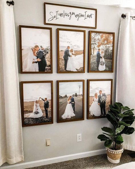 Wedding Photo Walls, Photo Wall Display, Paint Wall, Diy Paint, Decor Home Living Room, Master Bedrooms Decor, Wall Gallery, Wall Ideas, Wall Display