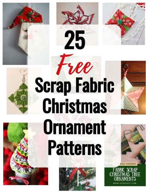 25 Free Scrap Fabric Christmas Ornament Patterns – Quilting Yule Ideas, Christmas Ornament Designs, Fabric Christmas Ornament, Origami Christmas Ornament, Fabric Christmas Decorations, Sewn Christmas Ornaments, Christmas Decorations Sewing, Needlework Ideas, Sewing Christmas Gifts