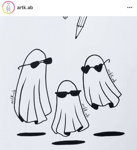 Trio Doodle Funny, Ghost Sibling Tattoos, Trio Ghost Tattoos, Matching Ghost Tattoos Trio, Three Ghosts Tattoo, Matching Tattoos Ghost, Ghost Sketch Cute, Ghost With Sunglasses Tattoo, Trio Tattoo Ideas Funny