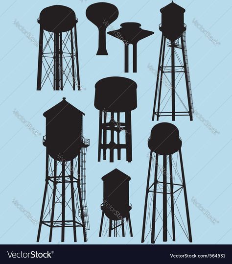 Water Tower Tattoo, Finch Tattoo, Tower Tattoo, Water Towers, Tattoo Flash Art, Flash Art, Water Tower, Tattoo Design Drawings, Drawing Lessons