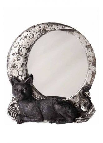 Astral Realm, Cat Mirror, Goth Houses, Gothic Wall Decor, Moon Mirror, Inked Shop, Alchemy Gothic, Mirrored Picture Frames, Elegant Mirrors