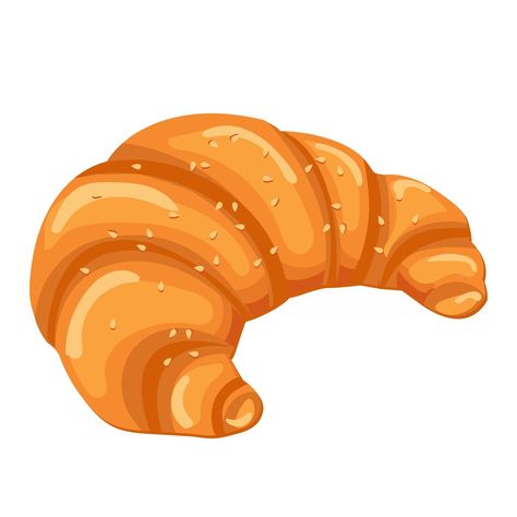 Cartoon vector illustration isolated object delicious flour food bakery bread croissant with sesame Croissant Cartoon, Croissant Vector, Croissant Drawing, Bakery Cartoon, Croissant Illustration, Bread Croissant, Bakery Illustration, Cartoon Bread, Croissant Bread