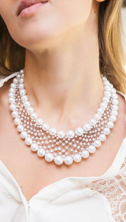 The Savoy London, Savoy London, Necklace Drawing, Shoulder Necklace, Pearl Necklace Designs, Pearl And Diamond Necklace, Pearl Bridal Jewelry, Pearl Jewelry Sets, Yoko London