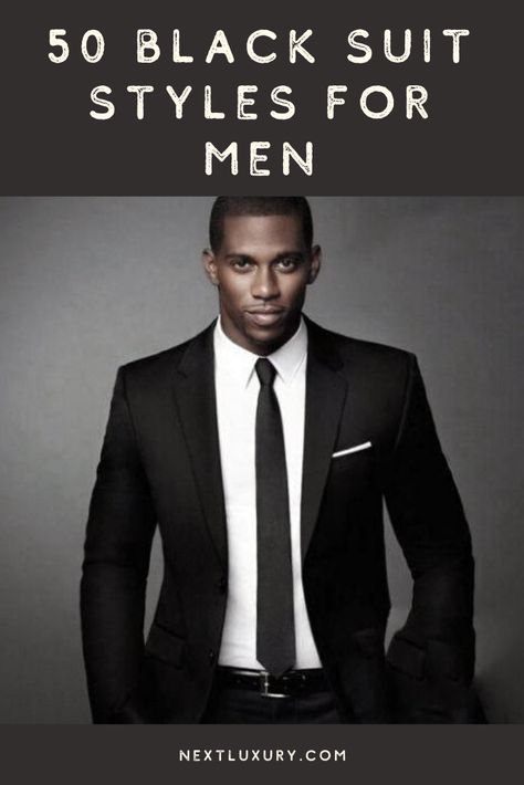 Black Formal Men Outfit, Black Suit Shirt Combinations, Men Black Suits Style, Black Suit Styles For Men, How To Style A Black Suit Men, Men’s Black Suits For Wedding, Black Formal Wear Men, Mens Black Outfit Formal, Ties For Black Suits