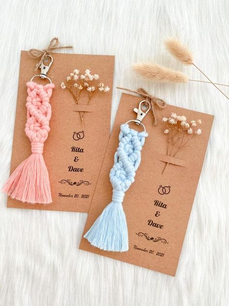 The macrame keychain come with a custom Kraft card. Please enter the name you want to put on (eg. Bride & Bridegroom), Date (eg. DD/MM/YY), Greeting (eg. Happy Wedding). There are also some card designs to let you choose. If they are also not your preference, please message us and we can create a custom card for your bulk order. In addition, if you found other design you like from other social media, such as Pinterest, Instagram, Facebook, welcome to send the picture to us as a reference. Keychain Wedding Favors, Crochet Sweater Tutorial, Personalized Macrame, Wedding Keychain, Simpul Makrame, Sweater Tutorial, Macrame Wedding, Macrame Keychain, Wedding Shower Favors