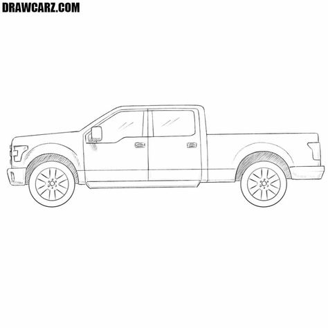 Ford Truck Drawing, Truck Drawing Easy, Truck Drawing, Drawing Easy, Ford Truck, Easy Drawings, To Draw, Ford, Trucks